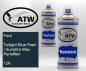 Preview: Ford, Twilight Blue Pearl / Sumatra Blau Perleffekt, 12K: 400ml Sprühdose + 400ml Klarlack - Set, von ATW Autoteile West.